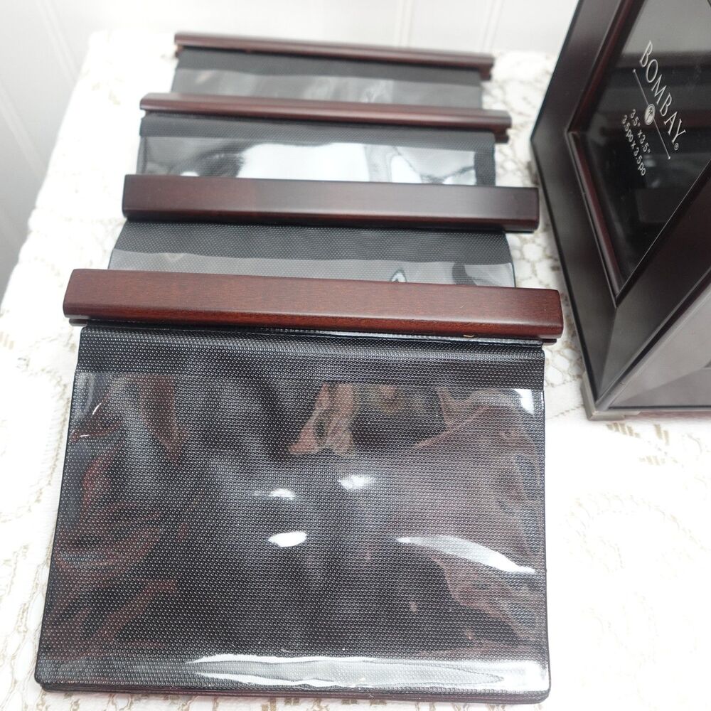 Bombay Company Wood Photo Box Organizer Dark Brown Mahogany Storage Holds - Picture 10 of 15